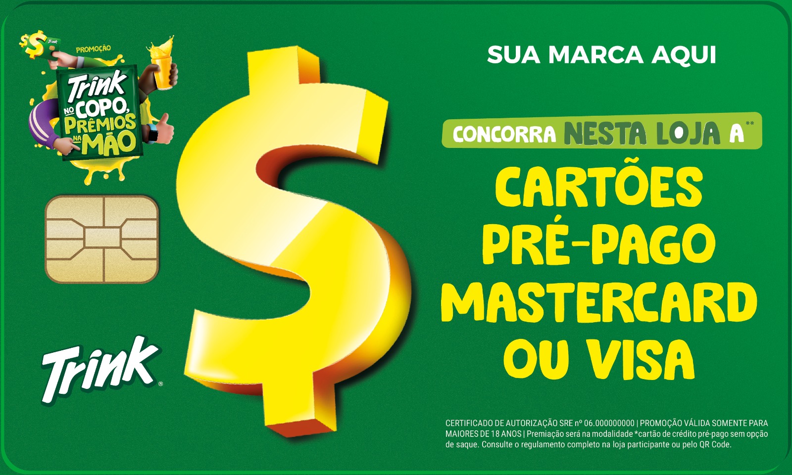 Cartões Pré-Pago Mastercard ou Visa sem opção de saque ou transferência